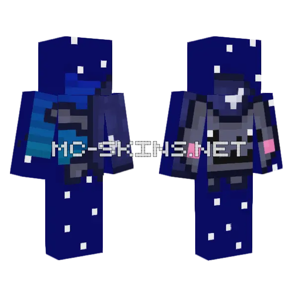 Sapphire Nyan Cat Pixel Art Minecraft skin, front and back