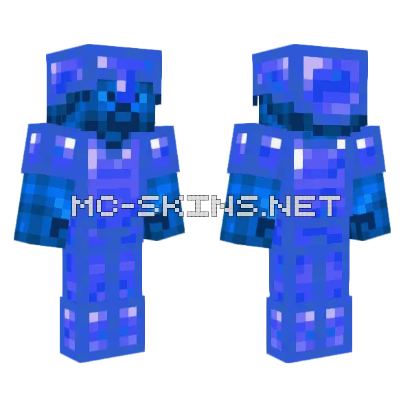 Sapphire Steve With Sapphire Armor Minecraft skin, front and back