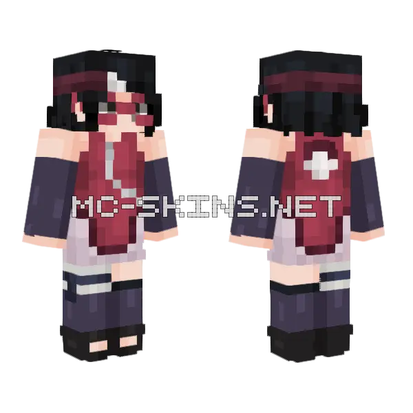 Sarada Uchiha Minecraft skin, front and back
