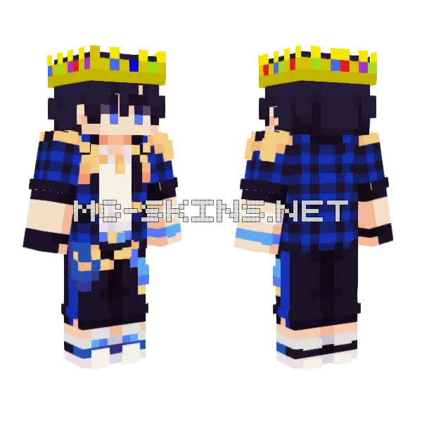 Sasa Blue Plaid Minecraft skin, front and back