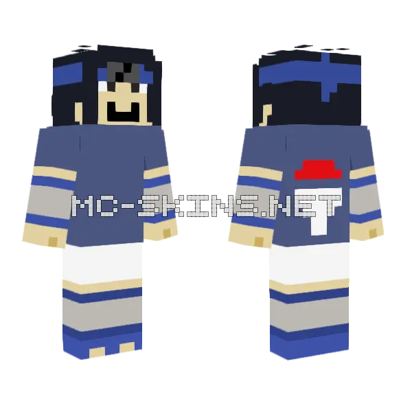 Sasuke 1v Minecraft skin, front and back