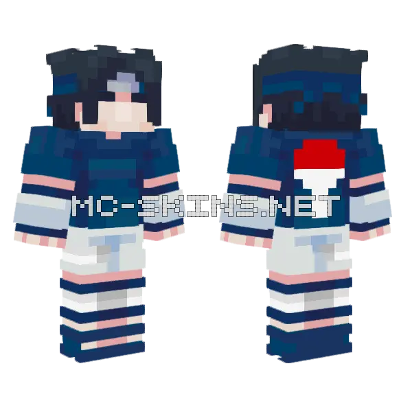 Sasuke Uchiha Minecraft skin, front and back
