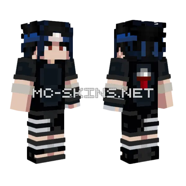 Sasuke Uchiha Minecraft skin, front and back
