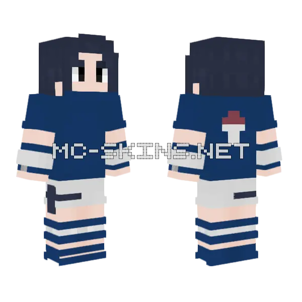 Sasuke Uchiha Minecraft skin, front and back