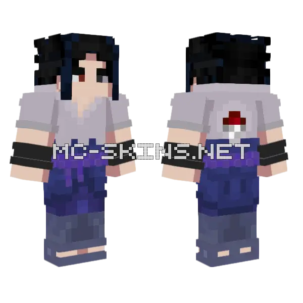 Sasuke Uchiha Minecraft skin, front and back