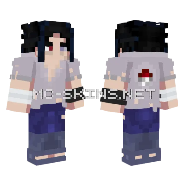 Sasuke Uchiha Minecraft skin, front and back