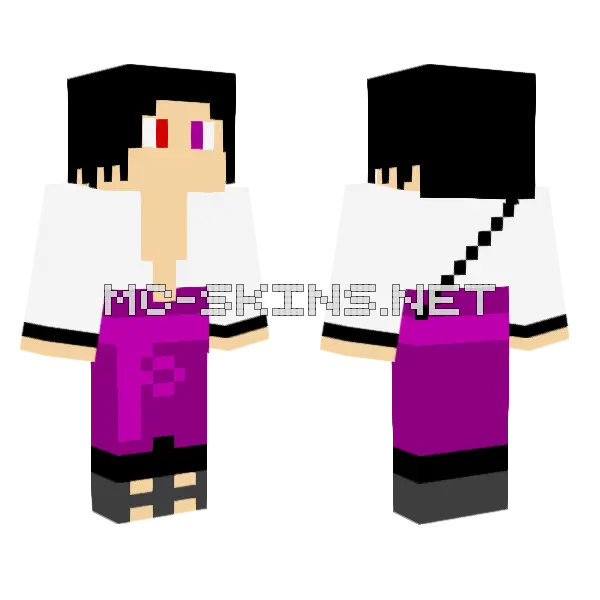 Sasuke Uchiha Minecraft skin, front and back