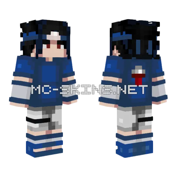 Sasuke Uchiha Minecraft skin, front and back