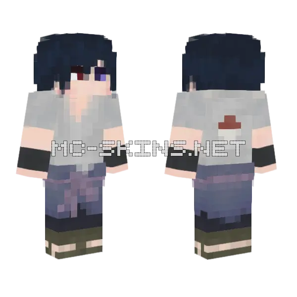 Sasuke Uchiha Naruto Shippuden Minecraft skin, front and back
