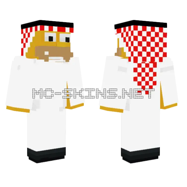 Saudi Homer Red Minecraft skin, front and back