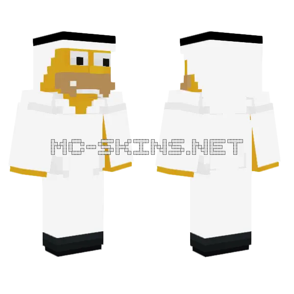 Saudi Homer White Minecraft skin, front and back