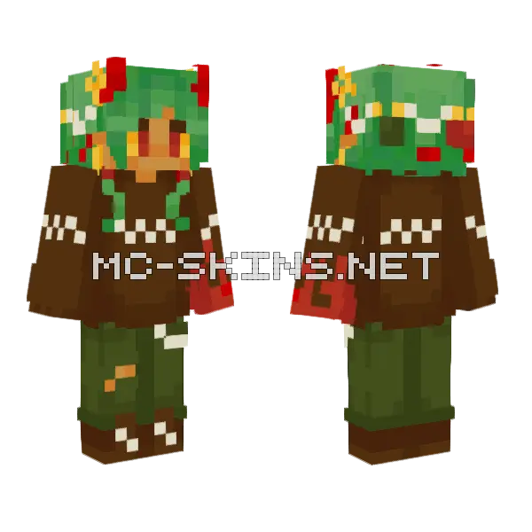 Sawa Christmas Minecraft skin, front and back