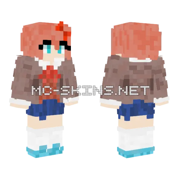 Sayori Minecraft skin, front and back