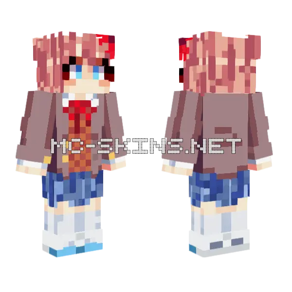 Sayori Blue Outfit Minecraft skin, front and back