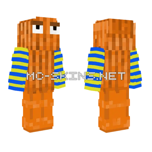 Scared Orange Monster Minecraft skin, front and back