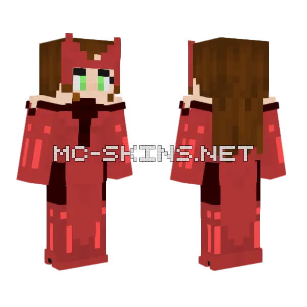 Scarlet Witch Hellfire Gala Minecraft skin, front and back