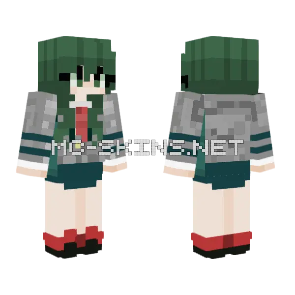 School Uniform Female Deku Minecraft skin, front and back