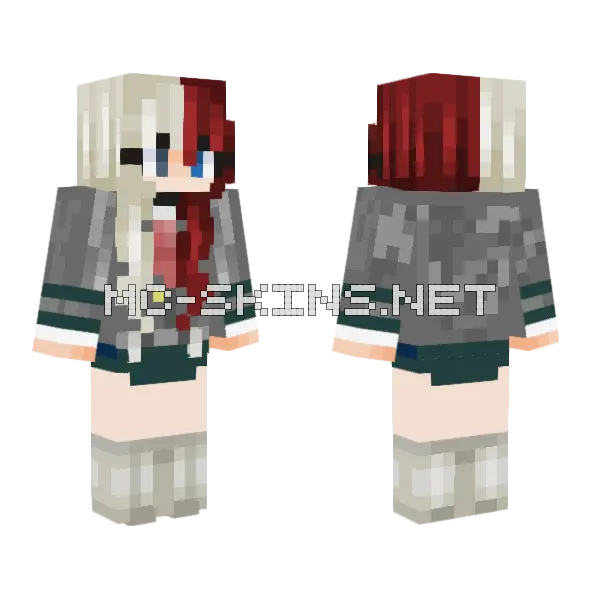 School Uniform Female Todoroki Minecraft skin, front and back