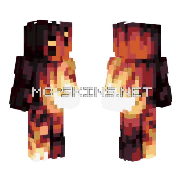 Scorched Tree Guy Minecraft skin, front and back