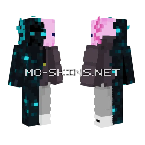 Sculk Axolotl Minecraft skin, front and back