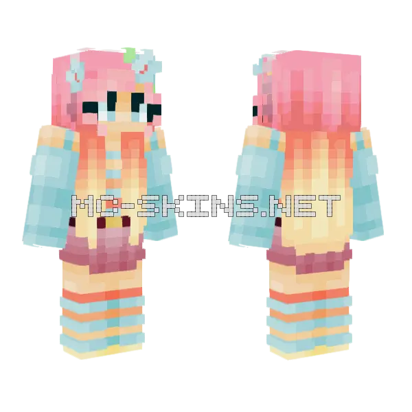 Seafoam Sunset V3 Minecraft skin, front and back