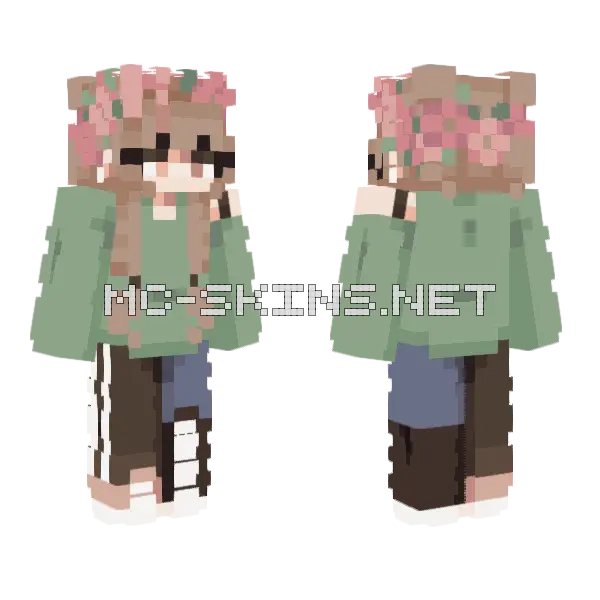 Seasons Flower Crown Minecraft skin, front and back