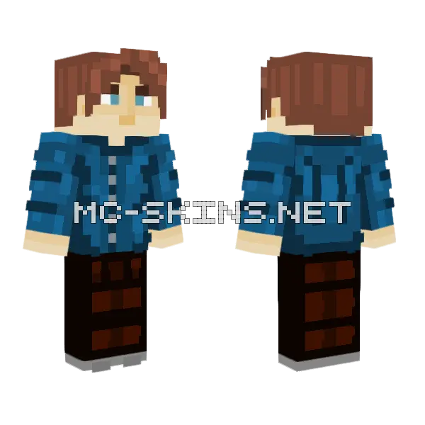 Sebastian Blue Outfit Minecraft skin, front and back