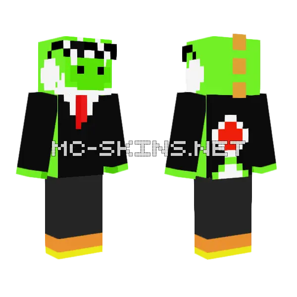 Secret Agent Yoshi Minecraft skin, front and back