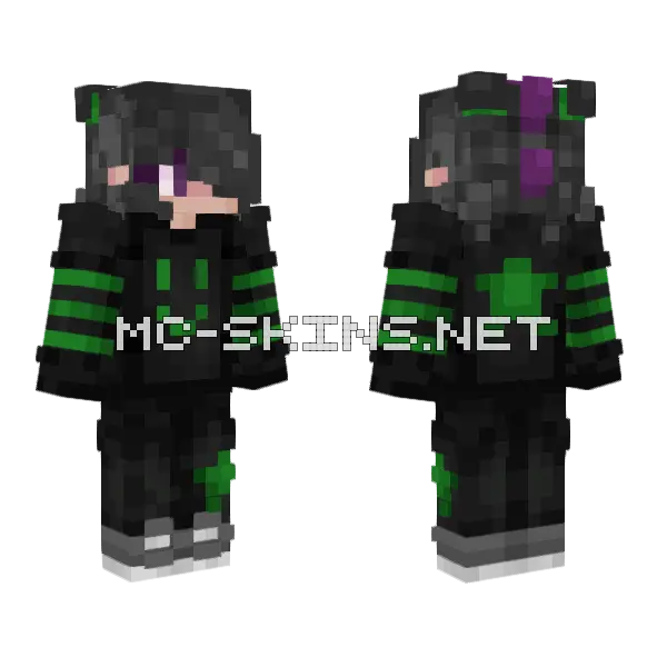 Shade Green Hoodie Minecraft skin, front and back