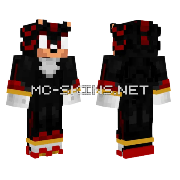 Shadow The Hedgehog Minecraft skin, front and back