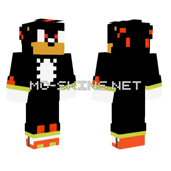 Shadow The Hedgehog Minecraft skin, front and back