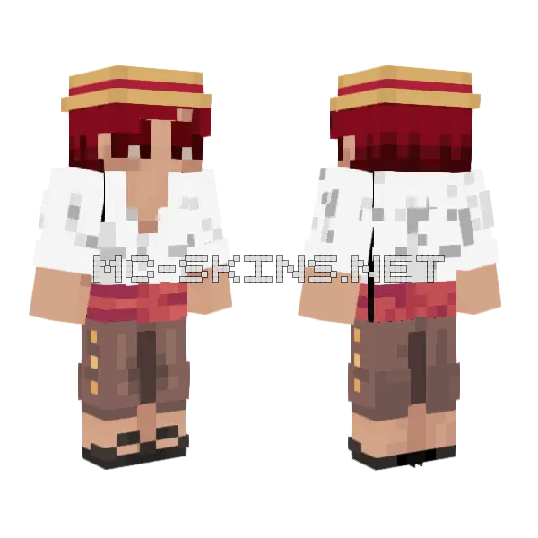 Shanks Minecraft skin, front and back