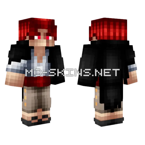 Shanks Red Eyes Minecraft skin, front and back