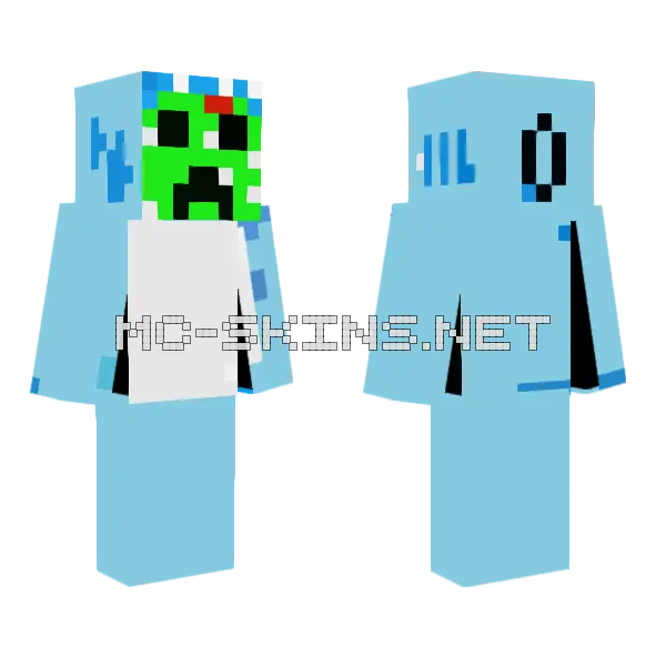 Shark Creeper Minecraft skin, front and back