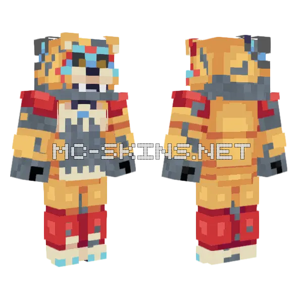 Shattered Freddy Minecraft skin, front and back