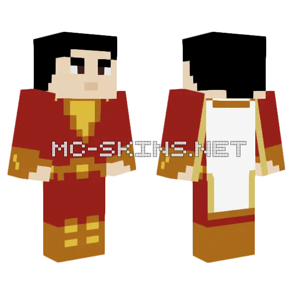 Shazam Minecraft skin, front and back