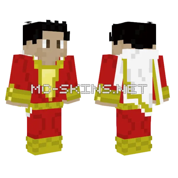 Shazam DC Series 1 Minecraft skin, front and back