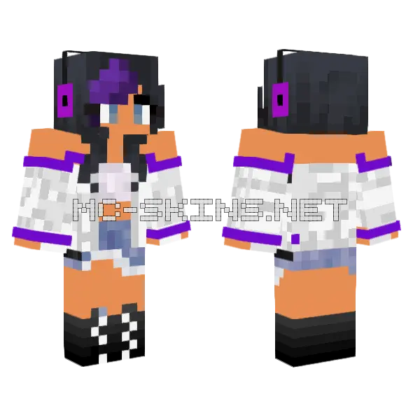 Sheep Aphmau With Purple Minecraft skin, front and back
