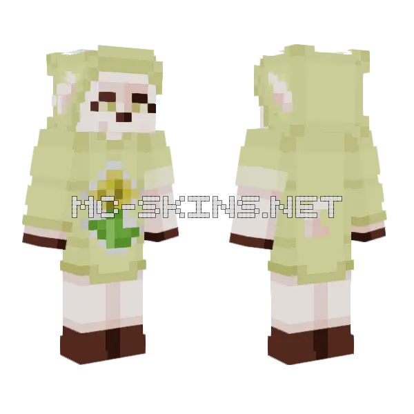 Sheep With Yellow Flower Hoodie Minecraft skin, front and back
