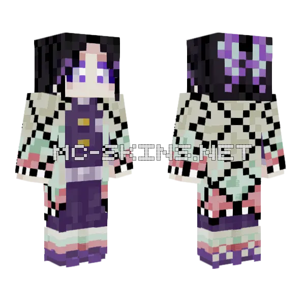 Shinobu KNY Minecraft skin, front and back