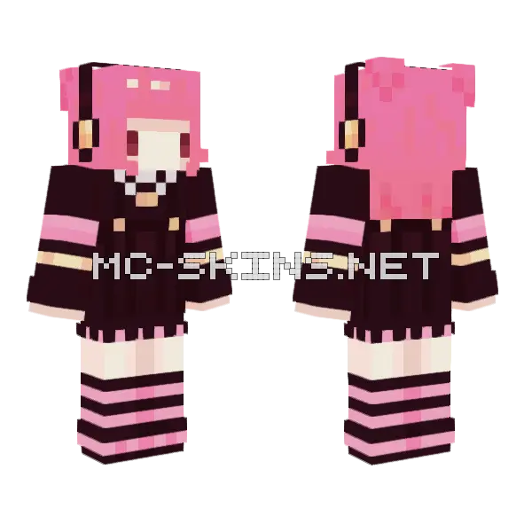 Shion Pink Outfit Minecraft skin, front and back
