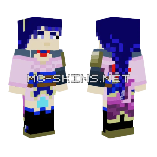 Shogun Raiden Minecraft skin, front and back