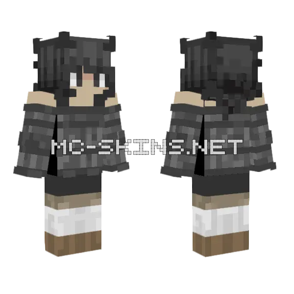 Short Black Hair Skin Minecraft skin, front and back