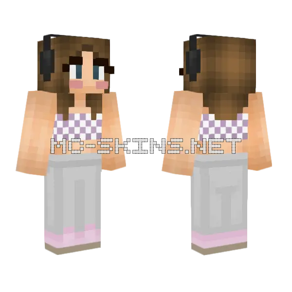 Short Brown Hair Girl Minecraft skin, front and back