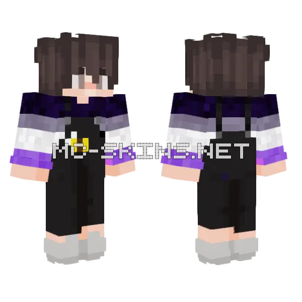 Short Hair Overall Pride Minecraft skin, front and back