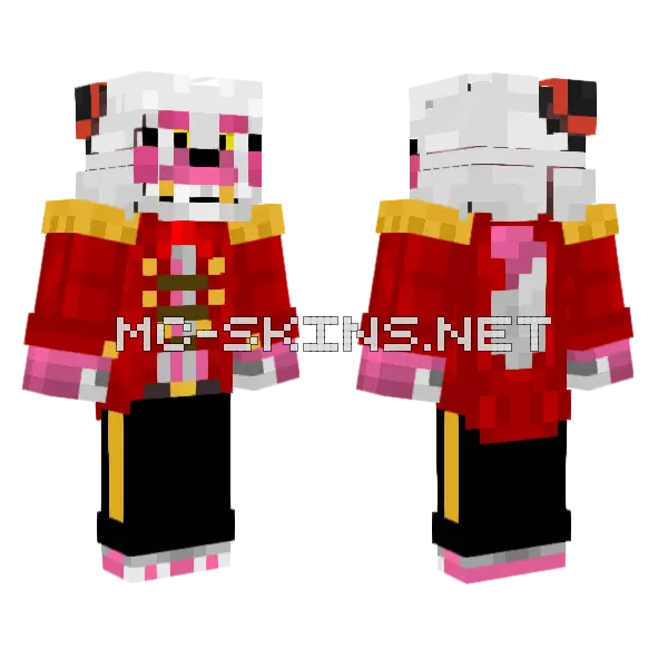 Showtime Foxy V2 Minecraft skin, front and back
