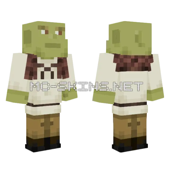 Shrek Minecraft skin, front and back
