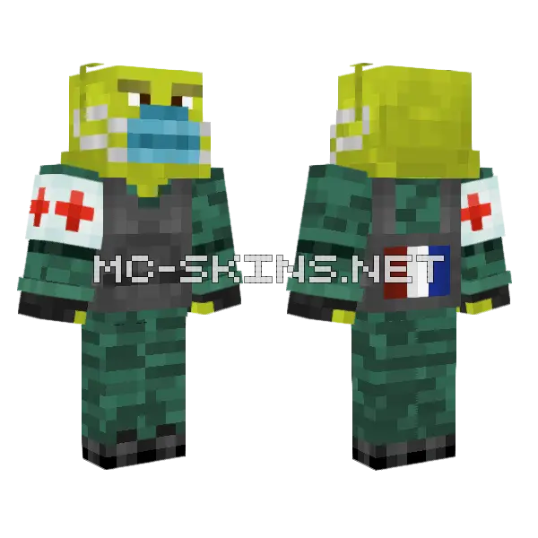 Shrek Medic With Mask Minecraft skin, front and back