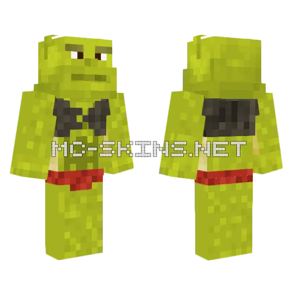 Shrek Not Finished Minecraft skin, front and back