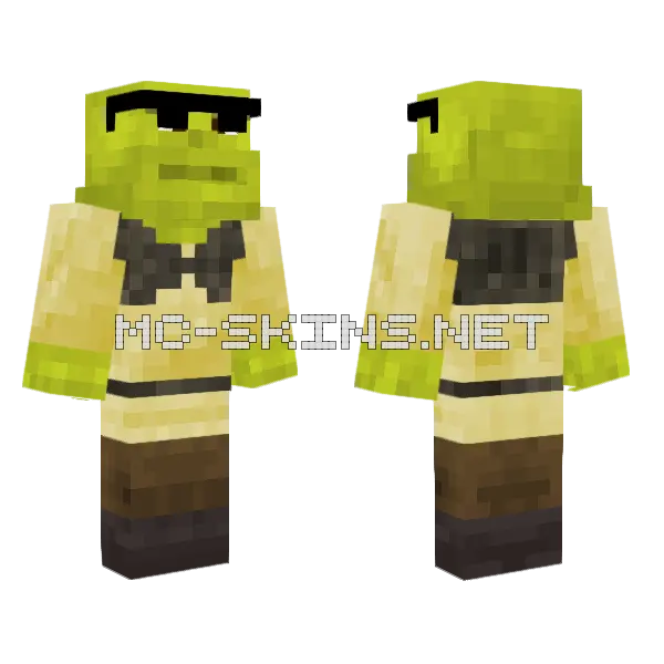 Shrek With Sunglasses Minecraft skin, front and back